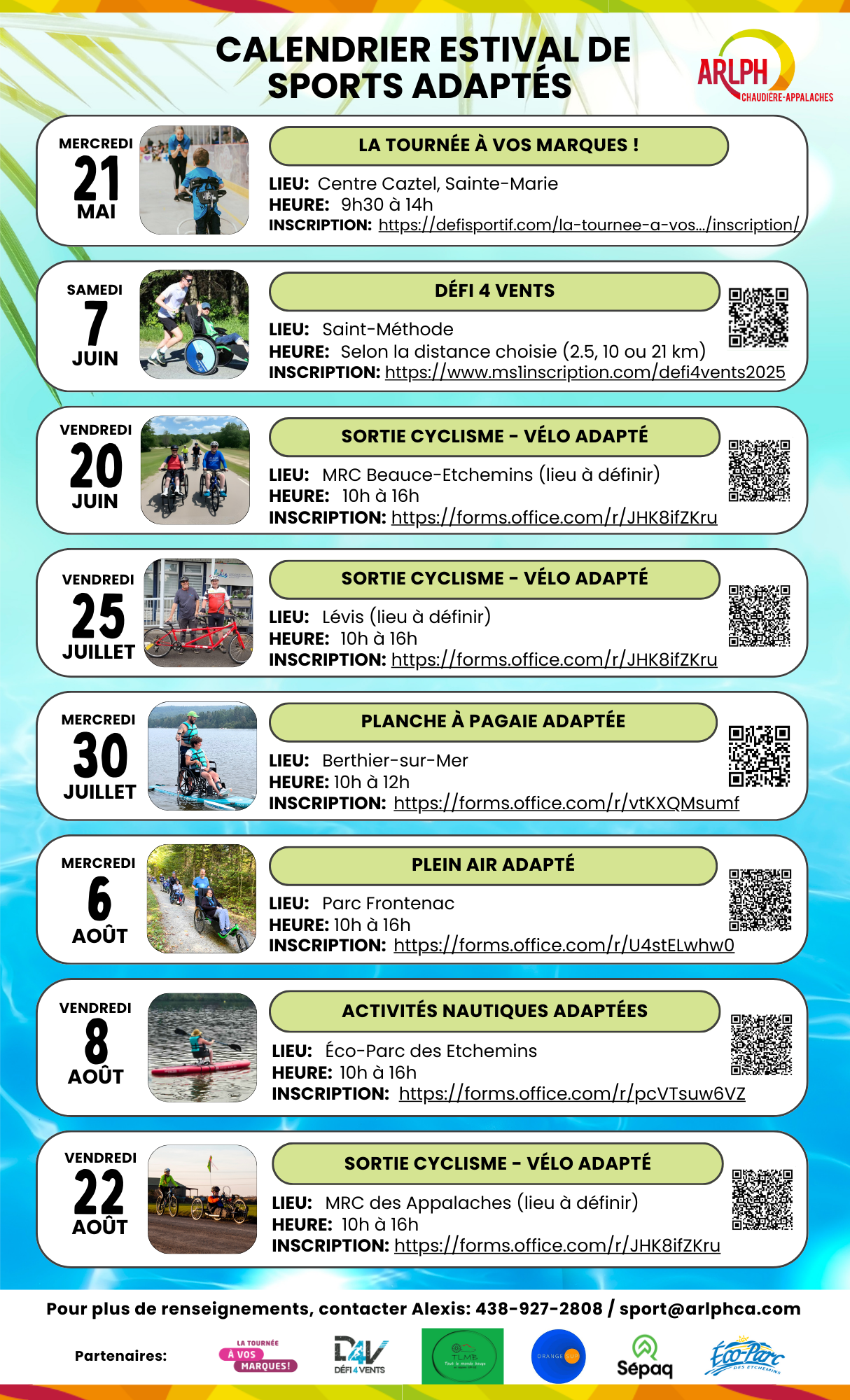 Calendrier estival des sports adaptés